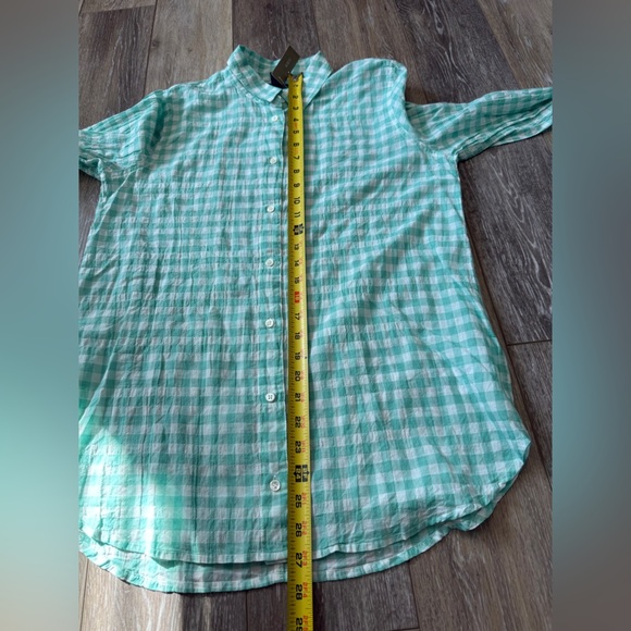 NWT J. Crew Mint/white checkered button down shirts size 8 - Picture 4 of 7